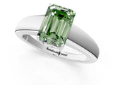 White gold Fancy Green Emerald  Solitaire Diamond Ring with Tapered Band and Four-Prong Setting_50