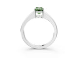 White gold Fancy Green Emerald  Solitaire Diamond Ring with Tapered Band and Four-Prong Setting_52
