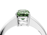 White gold Fancy Green Emerald  Solitaire Diamond Ring with Tapered Band and Four-Prong Setting_53