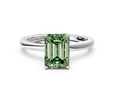 White gold Fancy Green Emerald  Solitaire Diamond Ring with Thin Band and Four-Prong Setting_36