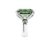 White gold Fancy Green Emerald  Solitaire Diamond Ring with Thin Band and Four-Prong Setting_77