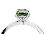 White gold Fancy Green Emerald  Solitaire Diamond Ring with Thin Band and Four-Prong Setting_7