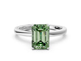 White gold Fancy Green Emerald  Solitaire Diamond Ring with Thin Band and Four-Prong Setting_84
