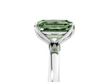 White gold Fancy Green Emerald  Solitaire Diamond Ring with Thin Band and Four-Prong Setting_89