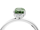 White gold Fancy Green Emerald  Solitaire Diamond Ring with a Classic Band and Four-Prong Setting 4
