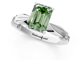 White gold Fancy Green Emerald  Solitaire Diamond Twisted Band with Four-Prong Setting_44