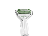 White gold Fancy Green Emerald  Solitaire Diamond Twisted Band with Four-Prong Setting_46
