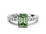 White gold Fancy Green Emerald  Solitaire Diamond with Pavé Band and Four-Prong Setting_63