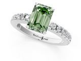 White gold Fancy Green Emerald  Solitaire Diamond with Pavé Band and Four-Prong Setting_64