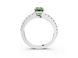 White gold Fancy Green Emerald  Solitaire Diamond with Pavé Band and Four-Prong Setting_66