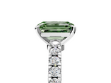 White gold Fancy Green Emerald  Solitaire Diamond with Pavé Band and Four-Prong Setting_68