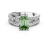 White gold Fancy Green Emerald  Solitaire Diamond with Pave and Channel Set Band_54
