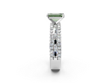 White gold Fancy Green Emerald  Solitaire Diamond with Pave and Channel Set Band_56