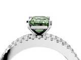 White gold Fancy Green Emerald  Solitaire Diamond with Pave and Channel Set Band_58