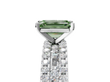 White gold Fancy Green Emerald  Solitaire Diamond with Pave and Channel Set Band_59