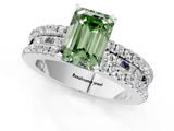 White gold Fancy Green Emerald  Solitaire Diamond with Pave and Channel Set Band_60