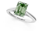 White gold Fancy Green Emerald  Solitaire Engagement Ring with Four-Prong Setting and Classic Band 1