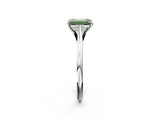 White gold Fancy Green Emerald  Solitaire Engagement Ring with Four-Prong Setting and Classic Band 2