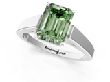 White gold Fancy Green Emerald  Solitaire Engagement Ring with Four-Prong Setting and Tapered Band_4