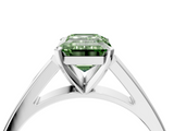 White gold Fancy Green Emerald  Solitaire Engagement Ring with Four-Prong Setting and Tapered Band_7