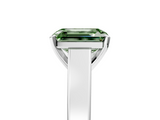 White gold Fancy Green Emerald  Solitaire Engagement Ring with Four-Prong Setting and Tapered Band_8