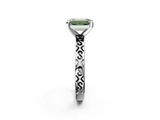 White gold Fancy Green Emerald  Solitaire Engagement Ring with Scrollwork Band and Four-Prong Setting_118