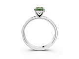 White gold Fancy Green Emerald  Solitaire Engagement Ring with Scrollwork Band and Four-Prong Setting_119