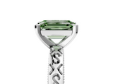 White gold Fancy Green Emerald  Solitaire Engagement Ring with Scrollwork Band and Four-Prong Setting_121