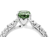 White gold Fancy Green Emerald  Solitaire Floral Milgrain Engagement Ring_35