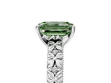White gold Fancy Green Emerald  Solitaire Floral Milgrain Engagement Ring_36