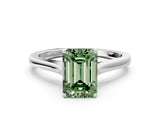 White gold Fancy Green Emerald  Solitaire Heart Prong Engagement Ring with Tapered Band_54