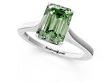 White gold Fancy Green Emerald  Solitaire Heart Prong Engagement Ring with Tapered Band_56