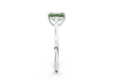White gold Fancy Green Emerald  Solitaire Heart Prong Engagement Ring with Tapered Band_57