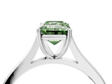 White gold Fancy Green Emerald  Solitaire Heart Prong Engagement Ring with Tapered Band_59