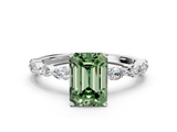 White gold Fancy Green Emerald  Solitaire Marquise Side Stone Prong Setting Ring_44