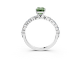 White gold Fancy Green Emerald  Solitaire Marquise Side Stone Prong Setting Ring_47