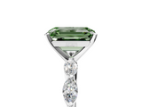 White gold Fancy Green Emerald  Solitaire Marquise Side Stone Prong Setting Ring_49