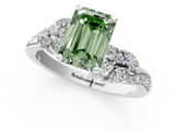 White gold Fancy Green Emerald  Solitaire Marquise Twist Band with Six-Prong Setting_88