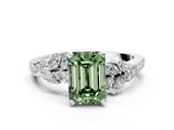 White gold Fancy Green Emerald  Solitaire Marquise Twist Band with Six-Prong Setting_88