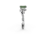 White gold Fancy Green Emerald  Solitaire Marquise Twist Band with Six-Prong Setting_90