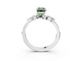 White gold Fancy Green Emerald  Solitaire Marquise Twist Band with Six-Prong Setting_91