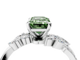 White gold Fancy Green Emerald  Solitaire Marquise Twist Band with Six-Prong Setting_92