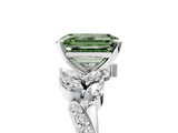 White gold Fancy Green Emerald  Solitaire Marquise Twist Band with Six-Prong Setting_93