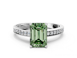 White gold Fancy Green Emerald  Solitaire Pavé Band Prong Setting Ring_20