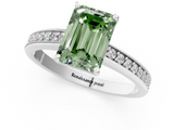 White gold Fancy Green Emerald  Solitaire Pavé Band Prong Setting Ring_21
