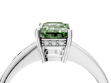 White gold Fancy Green Emerald  Solitaire Pavé Band Prong Setting Ring_23
