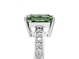 White gold Fancy Green Emerald  Solitaire Pavé Band Prong Setting Ring_25