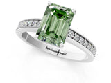 White gold Fancy Green Emerald  Solitaire Pavé Band Prong Setting Ring_50