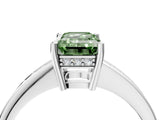 White gold Fancy Green Emerald  Solitaire Pavé Band Prong Setting Ring_53