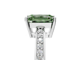 White gold Fancy Green Emerald  Solitaire Pavé Band Prong Setting Ring_54